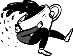 Illustration mit Kaffee in der Hand